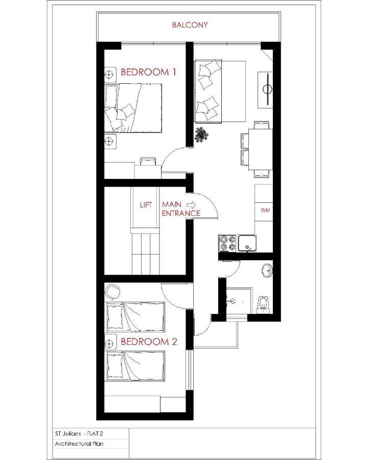 F2 - Lovely Two Bedrooms Flat Sea View, St Julians St. Julian's Exteriör bild